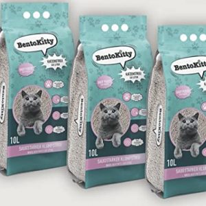 Katzenstreu klumpend Babypuder-Duft (30L (3er Pack)), Katzenstreu klumpend, Babypuder-Duft, Geruchsbindend, Premium Qualität, Sparsam, Staubarm, Weiss, fein Körnig, ergiebiger als herkömmliches Streu