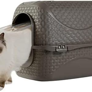 Katzentoilette Katzenklo Haubentoilette mit Rattan Optik, Filter und Streuschaufel (Braun)