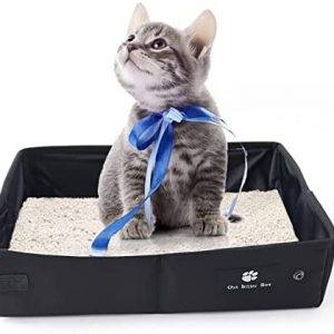 Katzentoilette Tragbar, Faltbare Katzentoilette, wasserdichte Katzentoilette, Portable Katzenklo, wasserdichte, Saubere und Weiche Katzentoilette für Den Heimgebrauch im Freien (Groß, Schwarz)