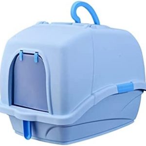 Katzentoilette, aufklappbar, für Haustiere, Bettwanne, Toilette, abnehmbarer Boden, Haustier-WC, einfach zu pflegen, Katzentoilette, Anti-Spritz-Katzentoilette, Haustier-Katzentoilette (Farbe: Blau)