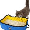 Katzentoilette für Haustiere, faltbar, tragbar, wasserdicht, robust, leicht zu reinigen, leicht, schmutzabweisend, leicht zu tragen, Katzen & Kätzchen für Reisen, Katzentoilette (blau+gelb)