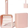 Katzentoilette mit Caddy Halter, Katzenschaufel für Katzentoilette mit Ständer, eine schöne Ergänzung für Katzentoilette und Box, zur Aufbewahrung von Kotschaufel, langlebig und niedlich, Rosa