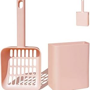 Katzentoilette mit Caddy Halter, Katzenschaufel für Katzentoilette mit Ständer, eine schöne Ergänzung für Katzentoilette und Box, zur Aufbewahrung von Kotschaufel, langlebig und niedlich, Rosa
