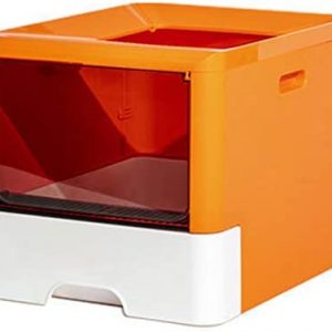 LANHA Groß, vollständig geschlossen Katzentoilette, Klappbares Katzenstreutablett Doppeltüriges Katzenhaus Schubladentyp Spritzfest Abnehmbare Katzentoilette, Grau, Orange, Grün