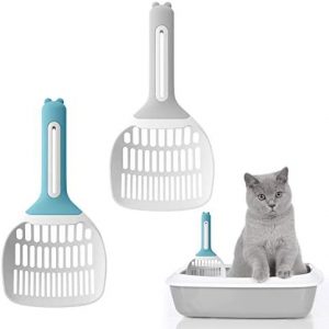 LxwSin Katzenstreuschaufel, 2 Stück Katzenkotschaufel mit Rutschfestem Griff Leicht zu Reinigen Premium Katzenstreuschaufel, Langlebige Katzenstreu Schaufel für Reinigung von Katzensandtoiletten