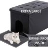 MEEXPAWS Katzenschrank,Katzentoilette Schrank,Katzenklo Schrank XXL| Großer Raum | Hundenachweis | Leicht zu reinigen | Einfache Montage | Geruchskontrolle | Katzenstreu Matte | Schwarz