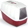 MPS Katzentoilette mit Haube und Aktivkohlefilter 54x39x40cm, (Rot)