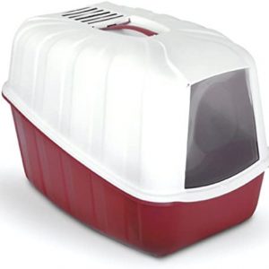 MPS Katzentoilette mit Haube und Aktivkohlefilter 54x39x40cm, (Rot)