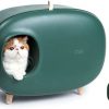 MS Katzentoilette für einfachere Handhabung von Katzenstreu, geschlossenes Design, leicht zu reinigen, verhindert Auslaufen von Sand, einfache Montage und viel Platz, mit Katzenstreuschaufel, moosgrün