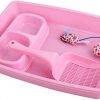 PAWISE Kleine Katzentoilette Kit enthält 4 Stück, Katzenklo mit niedrigem Eingang, Katzenstreu Scooper, Katzennäpfe, Katzenmausspielzeug für Kätzchen, 36,7 x 26,7 cm, Rosa