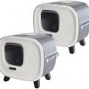 PETGARD 2er-Set Katzen-Klo Retro-Design - Tier-Toilette mit Klappe - Hauben-Toilette mit Filter - Haustier-Klo - Katzen-Toilette mit Katzen-Spielzeug
