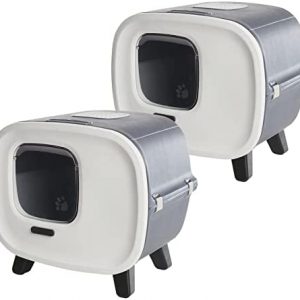 PETGARD 2er-Set Katzen-Klo Retro-Design - Tier-Toilette mit Klappe - Hauben-Toilette mit Filter - Haustier-Klo - Katzen-Toilette mit Katzen-Spielzeug