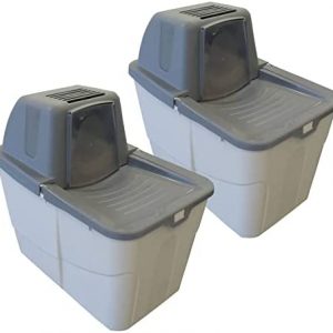 PETGARD 2er-Set Katzen-Klo Sofia Close - Tier-Toilette mit Einstieg von Oben - Hauben-Toilette - Haustier-Klo 58x39x56 cm - Katzen-Toilette Grau
