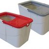 PETGARD 2er-Set Katzen-Klo Sofia Open mit gratis Spielzeug - Tier-Toilette mit Einstieg von Oben - Tier-Klo - Haustier-Klo 58 x 39 x 38,5 cm - Katzen-Toilette Grau und Rot