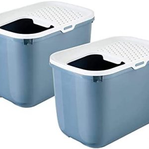 PETGARD 2er Sparpack Katzentoilette HOP IN Einstieg von Oben Bluestone mit gratis Spielzeug