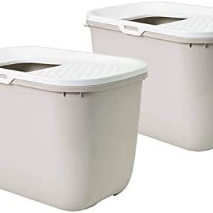 PETGARD 2er Sparpack Katzentoilette HOP IN Einstieg von Oben beige mit gratis Spielzeug