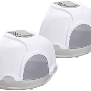 PETGARD 2er Sparpack Katzentoilette Katzenklo Ecktoilette mit Haube + gratis Katzenspielzeug