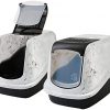 PETGARD 2er Sparpack Katzentoilette Katzenklo Haubentoilette in Marmor-Optik mit gratis Katzenspielzeug
