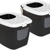 PETGARD 2er Sparpack Katzentoilette Katzenklo mit Einstieg vorne und Oben + gratis Spielzeug Schwarz-Weiß