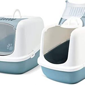 PETGARD 2er Sparpack XXL Katzentoilette Nestor Jumbo Weiss-blau mit gratis Katzenspielzeug