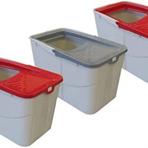 PETGARD 3er-Set Katzen-Klo Sofia Open - Tier-Toilette mit Einstieg von Oben - Tier-Klo - Haustier-Klo 58 x 39 x 38,5 cm - Katzen-Toilette Grau Rot