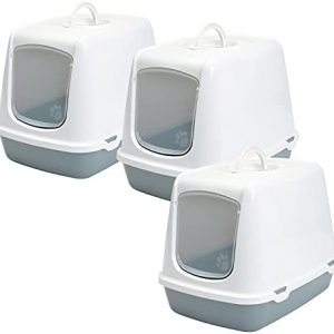 PETGARD 3er Sparpack Katzentoilette Haubentoilette Oscar mit gratis Katzenspielzeug