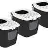PETGARD 3er Sparpack Katzentoilette Katzenklo mit Einstieg vorne und Oben + gratis Spielzeug Schwarz-Weiß