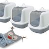 PETGARD 3er Sparpack XXL Katzentoilette Nestor Jumbo Weiss-grau mit gratis Katzenspielzeug