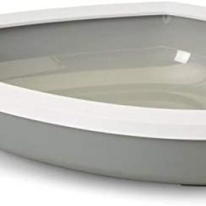 PETGARD Katzentoilette Ecktoilette Schalentoilette mit Rand grau-Weiss