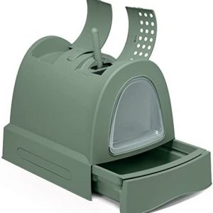 PETGARD Katzentoilette Haubentoilette mit Schublade Tragegriff Staufach Kohlefilter grün