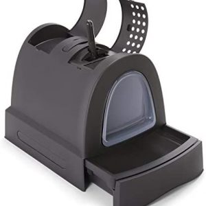 PETGARD Katzentoilette Haubentoilette mit Schublade Tragegriff Staufach Kohlefilter schwarz