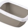 PETGARD Katzentoilette Katzenklo Schalentoilette mit abnehmbarem Rand Weiss-grau 57 x 41 x 28,5 cm