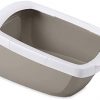 PETGARD Katzentoilette Katzenklo Schalentoilette mit abnehmbarem Rand Weiss-grau 65 x 47 x 33 cm