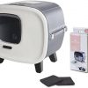 PETGARD Sparpack Designer-Retro Katzentoilette mit Schwingklappe, Filter und Schublade + 6 Hygienebeutel + 2 Ersatzfilter