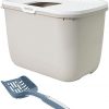 PETGARD Sparpack Katzentoilette HOP IN beige + XXL Streuschaufel + gratis Katzenspielzeug