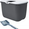 PETGARD Sparpack Katzentoilette HOP IN dunkelgrau + XXL Streuschaufel + gratis Katzenspielzeug