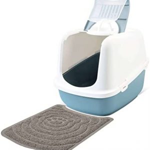 PETGARD Sparpack Katzentoilette Nestor Jumbo Weiss-blau für große Katzenrassen inkl. Vorlegematte