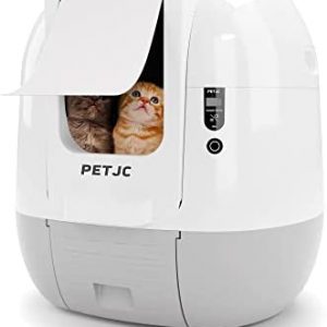 PETJC Automatische selbstreinigende Katzentoilette,Elektrisch Katzenklo Vollautomatisch APP Control geruchsneutral für mehrere Katzen