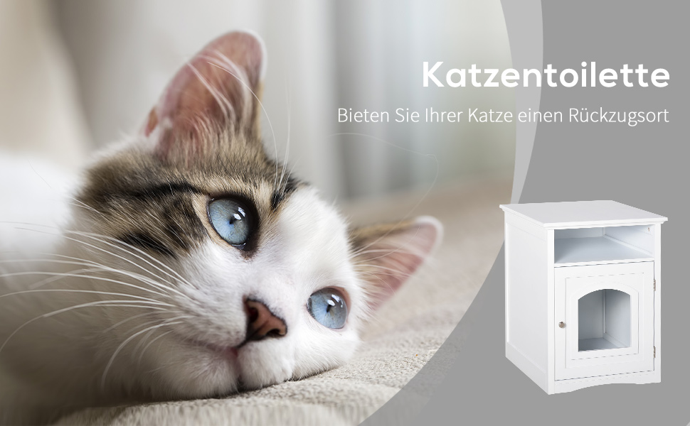 Katzentoilette Holz Katzenklo Katzenhaus Katzenschrank für Katzenbett mit magnetischer Tür