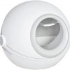 Pawhut Katzentoilette mit Deckel Katzentoilette Katzenklo mit Haube Bodenschale Schaufel Flip-Top PP ABS Weiß+Grau 53,5 x 51 x 46,5 cm