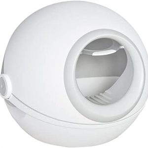 Pawhut Katzentoilette mit Deckel Katzentoilette Katzenklo mit Haube Bodenschale Schaufel Flip-Top PP ABS Weiß+Grau 53,5 x 51 x 46,5 cm