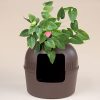 RHRQuality Katzentoilette Flower XXL braun unsichtbare Katzenklo mit Deckel 51Øx55cm