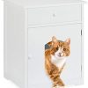 Relaxdays Katzenschrank mit Schublade, Katzenkommode Katzentoilette Holz, Katzenklo Schrank, HBT 63,5 x 52 x 48 cm, weiß