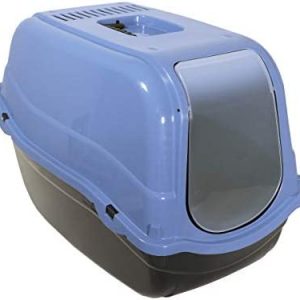 Rosewood Eco Line Katzentoilette mit Kapuze, Schieferblau/Schwarz