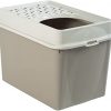 Rotho MyPet Eco Berty Katzentoilette mit Top-Eingang, Kunststoff (PP recycelt) , beige/weiss, (57.2 x 39.3 x 40.4 cm)