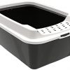 Rotho MyPet Eco Bonnie Katzenklo mit Top-Eingang, Kunststoff (PP recycelt), schwarz/weiss, M, M (57,2 x 39,3 x 20,9 cm)