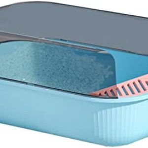 SANZH Offene Katzenstreubox | halbgeschlossene Katzenstreu – Reise-Katzenklo für ältere Katzen, Katzentoilette mit offenem Dach