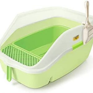 Saturey Katzentoilette Semi-geschlossene offene Wurf-Box Trennbare Katze-Toilette erhöhte spritzwassergeschützte Katze-Kacke-Tablett, große Katzenversorgungen Hundetoilette (Color : Green)