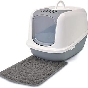 Savic Sparpaket Katzentoilette Nestor Jumbo Weiss-grau für große Katzenrassen inkl. Vorlegematte