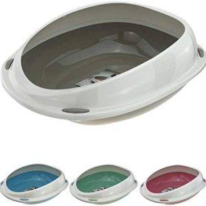 Smartweb Katzenklo mit Rand, Katzentoilette 57 x 40 x 19 cm, Katzen WC mit Anti-Schmutz-Rand für kleine und große Katzen (blau)